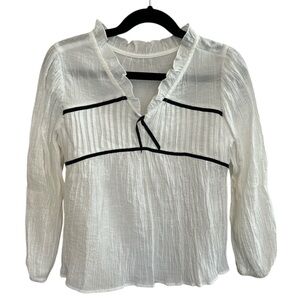 Zara Girls White Blouse with Black Trim